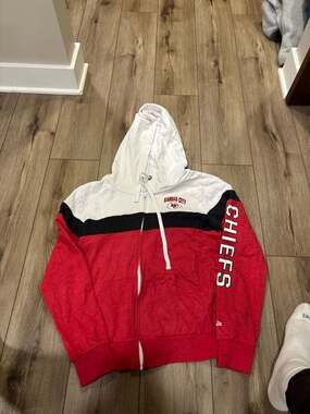 NFL Team Apparel Kansas City Chiefs Women's Colorblock Full-Zip Hoodie size L